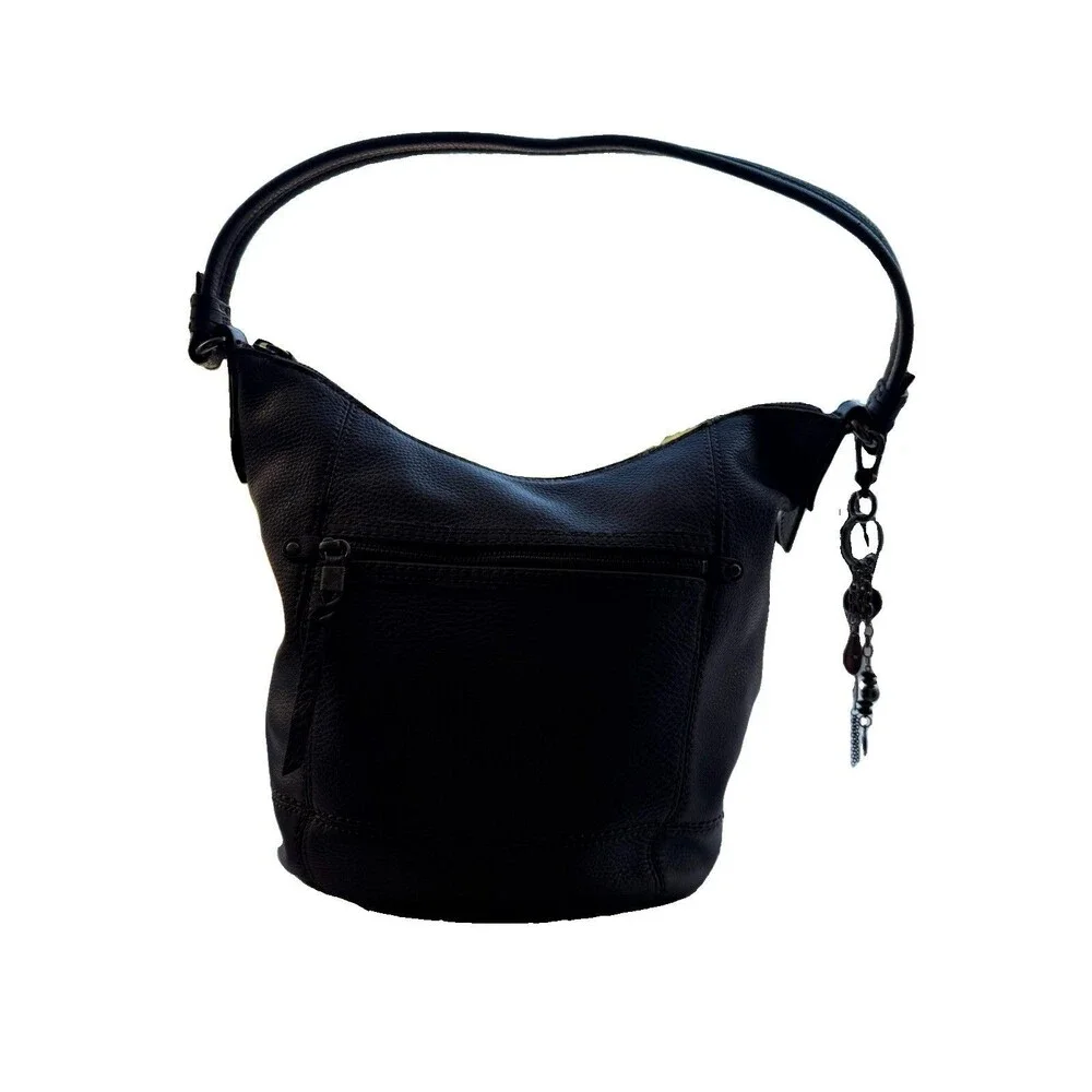 The Sak Gray Pebbled Shoulder Bag Zip Closure Shoulder Strap Inner Pockets